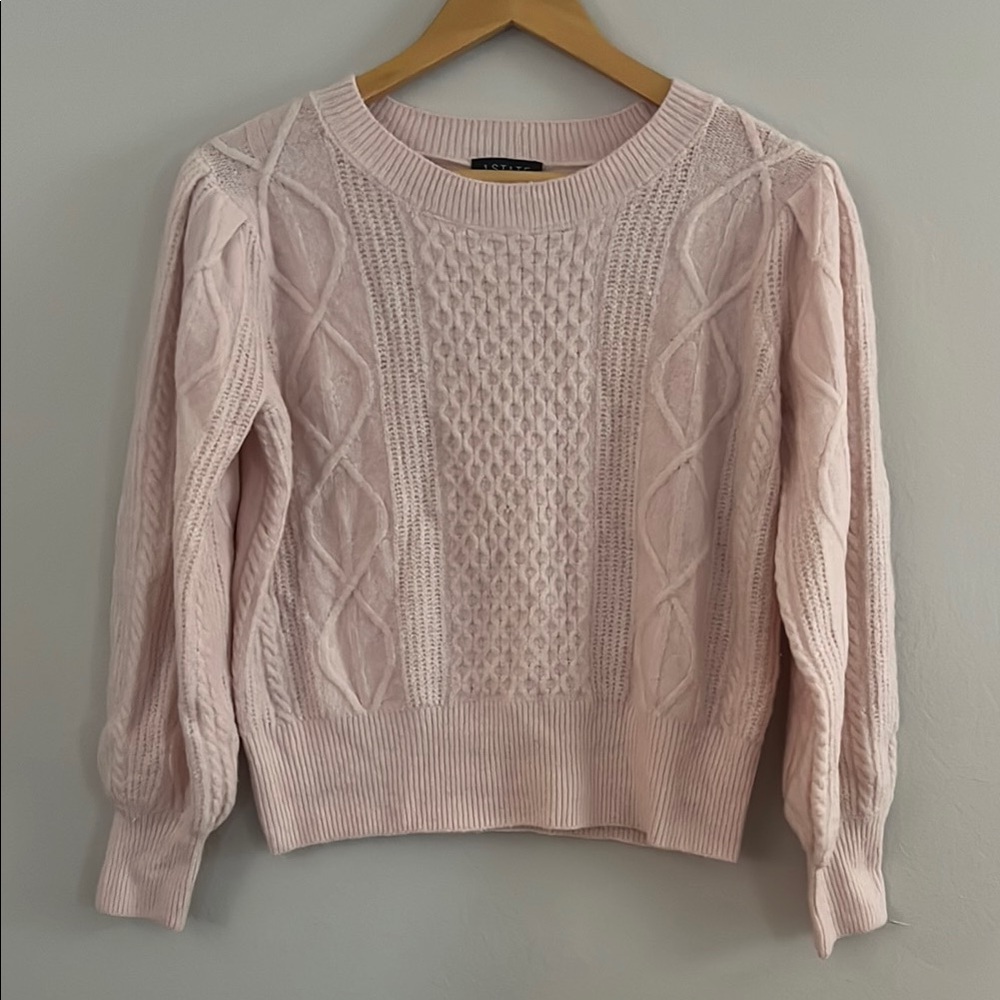Elegant Light Pink Cable Knit Sweater